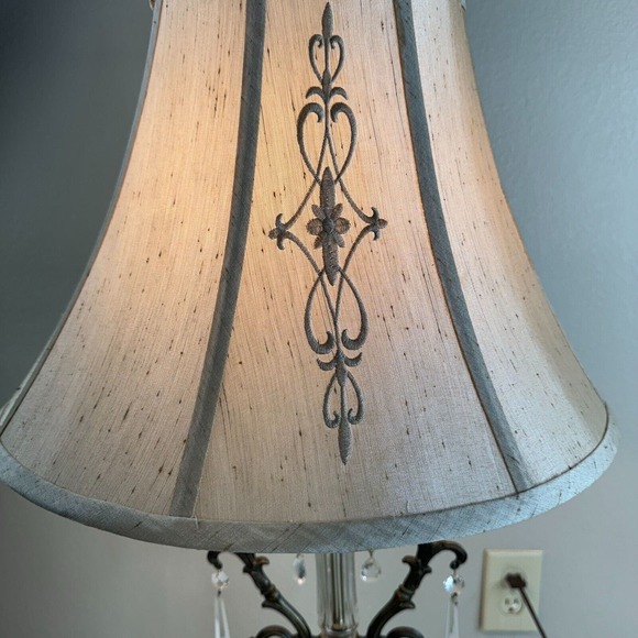 Underwriters Laboratories decorative Glass Table Lamp Knob Control Beige Vintage - Picture 2 of 13